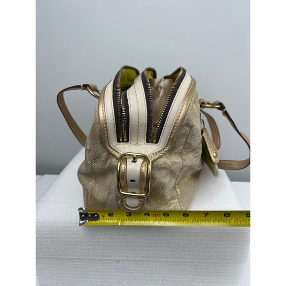 Coach Metallic Gold Bonnie Linen Lurex Satchel Bag 13502 - Picture 7 of 15